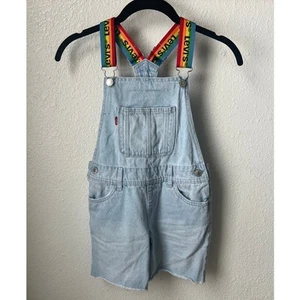 Levi's Denim Rainbow Strap Shortalls, Girls Size 8 - Picture 1 of 5