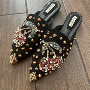 Samt Semida Fashion Schuhe mit Strass Gr. 11,5 EU 43 Bling Cherries - Bild 1 von 10
