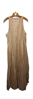Maxi Vestido Lauren Conrad Talla XL Rayas En Niveles Boho Country Pioneer Completamente Forrado Foto 1 de 4