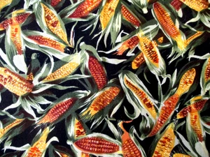 1 YD CORN ON COB ON BLACK 100% COTTON OOP TIMELESS TREASURERS - Picture 1 of 4