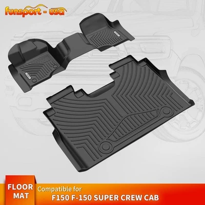 3D Floor Liners Mats for 2015-2025 Ford F-150 Super Crew Cab TPE All Weather Foto 1 de 4