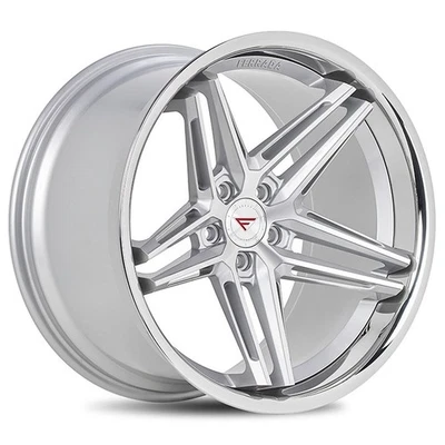 F22x9/R22x10.5"Staggered Ferrada Wheels CM1 Silver Machined with Chrome Lip(S02) Foto 1 de 4