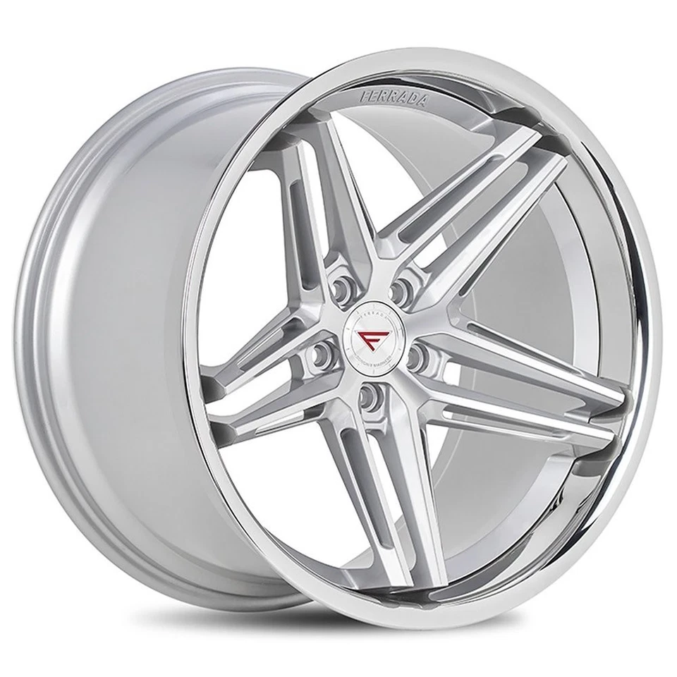 F22x9/R22x10.5"Staggered Ferrada Wheels CM1 Silver Machined with Chrome Lip(S02) Foto 1 de 4