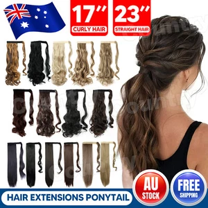 NEW Hair Wrap Ponytail Clip in Pony Tail Hair Extensions Real Natural as Human - Picture 1 of 18