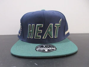 Miami Heat Hat Cap Fitted Mens 7 5/8 Blue Green NBA Basketball Mitchell Ness - Picture 1 of 8