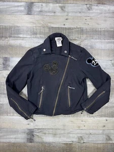Disney Parks Jacket Womens Medium Black Moto Style Mickey Mouse Disneyland 28 - Picture 1 of 13