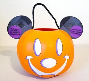 Disney Mickey Mouse Pumpkin Plays Boo To You Lights Up Candy Bucket - Picture 1 of 6