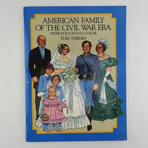 Libro de muñecas de papel vintage de la era de la Guerra Civil color Tom Tierney American Family - Imagen 1 de 6