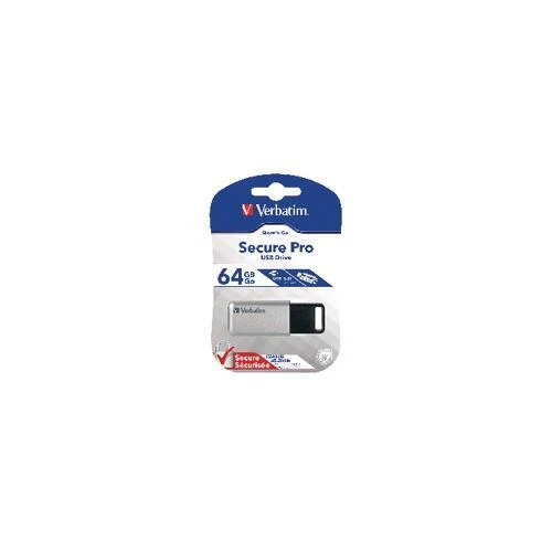 98666 Verbatim Argento/Nero Secure Pro USB 3.0 Chiavetta USB 64GB - Immagine 1 di 1