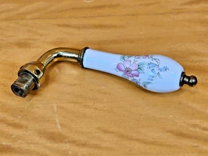 Vintage Brass and Porcelain Floral Door Handle - Picture 1 of 6