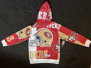 NWT NFL San Francisco 49ers Red Hooded Hoodie w/Pocket - Helmet - Youth Small 8 - Picture 1 of 11