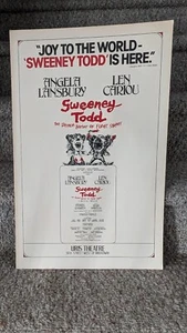 Vintage Original Sweeney Todd  Lansbury Theater Window card Poster 14-1/2" x 23" - Picture 1 of 4