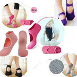 Damen Pilates Barre Yoga Socken mit rutschfestem Griff Ballett Tanz Fitnessstudio Sport Fitness - Bild 1 von 9