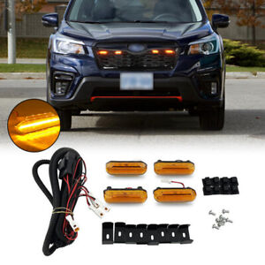 4PCS Fit 2019 2020 2021 Subaru Forester Front Yellow Grill Lights Lamps W/Wiring