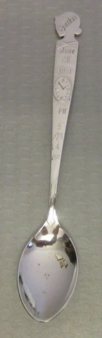 STERLING SILVER BABY FEEDING SPOON presentation engraved girl Cynthia June 1951 Cover