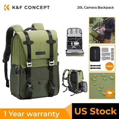 K&F Concept Camera Backpack Bags Green for Photographers Canon/Nikon/Sony/fuji - Image 1 of 4