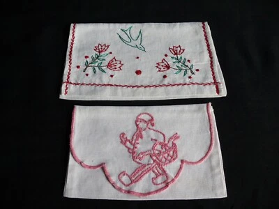 Pochette coton brodées pour ranger serviette de table Vendue à l'unité au choix - Photo 1/4