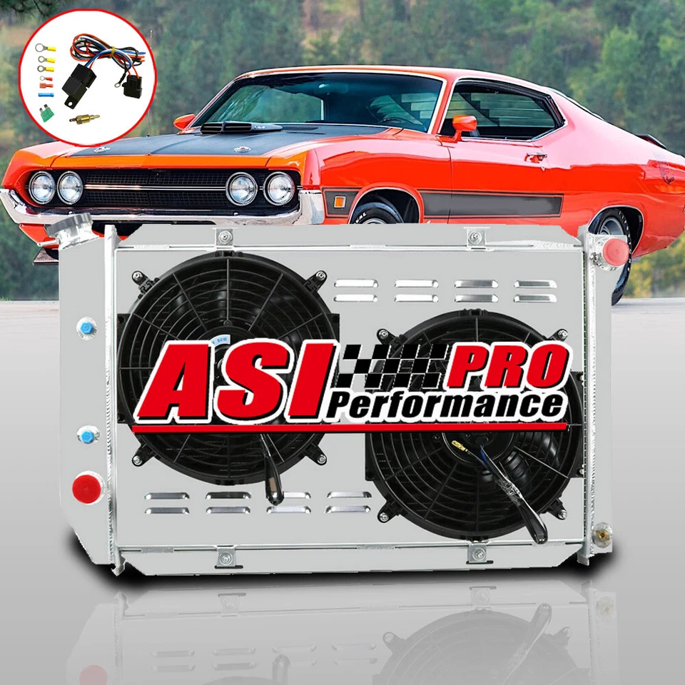4 ROW ALUMINUM RADIATOR SHROUD FAN For 1969-1973 1971 FORD MUSTANG LTD TORINO - Image 1 of 4