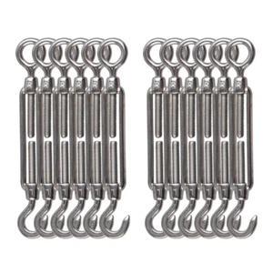 M4 Gancio Girevole e Occhiello 304 Acciaio Inox Filo Fune Tensionatore 12Pz - Foto 1 di 12