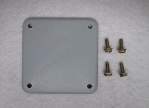 Square Electrical Cover Plate 3 3/8 w/ 4 Thread Screws Grey Plastic Blank Outlet - Picture 1 of 2