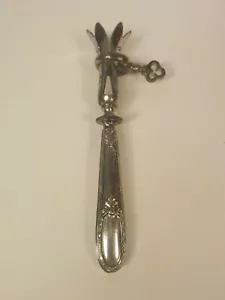 Vintage Continental 7.75" Leg of Lamb Bone Holder, Embossed Silver Handle - Picture 1 of 12