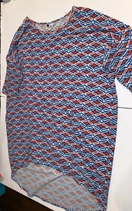 Lularoe Irma Tunika Top Gr. M blau orange weiß geometrisch hoher niedriger Saum - Bild 1 von 5