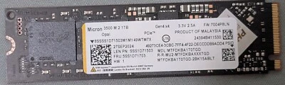 Micron 3500 1 TB M.2 2280 SSD NVMe PCIe Opal Gen4 x4 MTFDKBA1T0TGD-2BK15ABLT - Image 1 of 2
