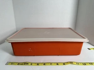 Vintage Tupperware TupperCraft 1421-3 Craft Tackle Organizer Compartments Orange - Picture 1 of 9
