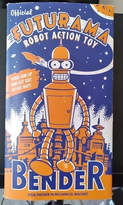 Bender Wind-Up Robot Futurama Rocket USA Action Toy Vintage 2000 (no cigar) - Image 1 of 4
