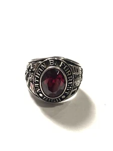 Nathan B Forrest High Dark Red Ruby Class Ring Sz 10 - Picture 1 of 9