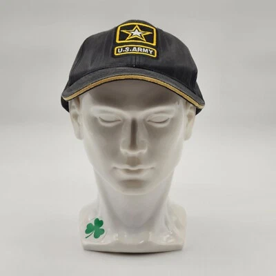 US Army Black Hat Cap Embroidered Star Gold Trimmed Logo Adjustable Hat Cap  D - Image 1 of 4