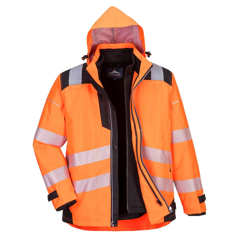 Portwest PW365 Hi-Vis 3-in-1 Waterproof Safety Jacket with Hood - Image 1 of 1
