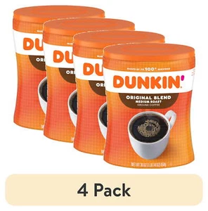 (4 Pack) Dunkin' Original Blend Ground Coffee Medium Roast 30-Ounce Canister - Picture 1 of 7