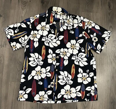 Vtg Hawaiian Shirt XL Floral Surfboard Hawaii Inc Button Down Camp Vacation - Image 1 of 4