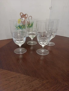 4 Macy’s Hotel Collection Kristall Eistee Gläser horizontale geschliffene Linien - Bild 1 von 7