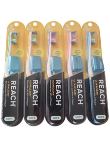 5 REACH ULTRA-CLEAN SOFT Bristles Toothbrushes-Free Brush Cap FREE SHIPPING!!! - Picture 1 of 3