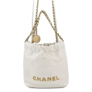 CHANEL CHANEL22 Mini Shoulder Bag Shiny Calf Leather White AS3980 - Picture 1 of 17