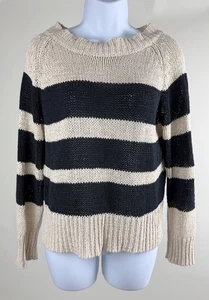Mujer A.L.C. Suéter Top Algodón Lino Beige Rayas Talla XS - Imagen 1 de 5