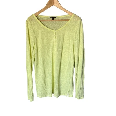 Blusa Banana Republic Mujer M Amarillo Claro Cuello Barco Transparente Costera Informal Foto 1 de 4