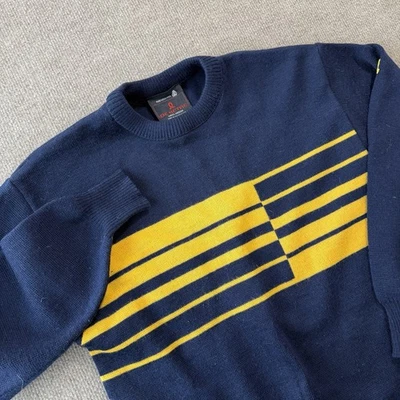 Suéter de esquí Demetre 100 % lana amarillo/azul marino para mujer talla mediana Foto 1 de 4