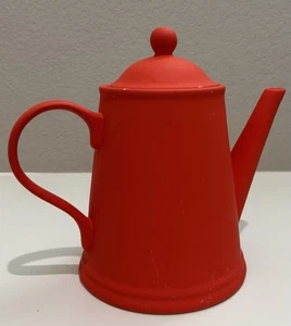 CB2 Crate & Barrel Matte Orange Teapot Modern Sleek - Picture 1 of 7