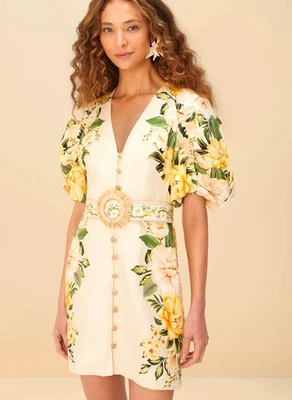 💕$270 FARM RIO TALLA GRANDE ARENA JARDÍN CASCADA FLORAL EUROFLAX MINI VESTIDO NUEVO CON ETIQUETAS Foto 1 de 3