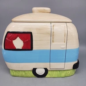 Kellie Montana Cookie Jar Camper Trailer Retro Design White Blue White - Picture 1 of 9