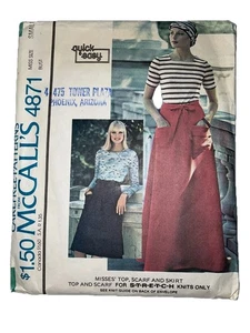McCall's 4871 Vintage 1972 patrón de costura rápida y fácil falda bufanda pequeña - Imagen 1 de 2
