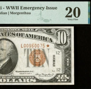 1934A $10 WWII Emergency Issue Star FRN PMG 20 - Hawaii Star Note Fr 2303* - Picture 1 of 3