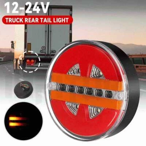 Truck Rear Tail Light Trailer Round Sequential LED Turn Signal Brake DRL 12V 24V - Picture 1 of 10