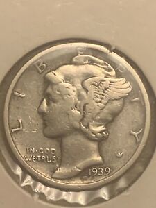 1939-S Winged Liberty Mercury Dime 90% Silver Coin - Free Shipping!