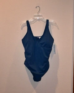 Anne Cole Swimwear Womens Navy Blue Adjustable Strap One Piece Swimsuit Size 18W - Picture 1 of 6