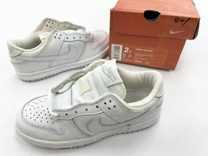 2003 Kids Nike Dunk Low PS White Neutral Grey Leather Sz 2Y Shoes Vintage SB. - Picture 1 of 9