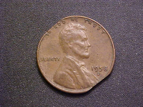 1958-D Lincoln Wheat Cent - Nice Double Clipped Planchet Mint Error!-d9138qdt Cover